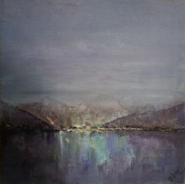 Painting titled "Brume sur le lac" by Didier Di Martino, Original Artwork, Acrylic