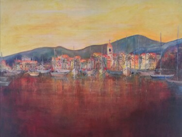 Painting titled "Crépuscule sur Sana…" by Didier Di Martino, Original Artwork, Acrylic Mounted on Wood Stretcher frame