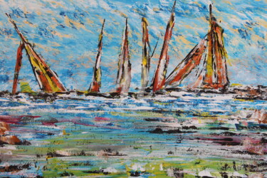 Painting titled "bord-de-mer et voil…" by Didier Duclos, Original Artwork, Acrylic