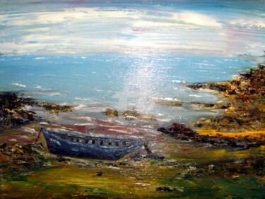 Painting titled "La barque" by Didier Duclos, Original Artwork, Oil