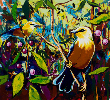 Schilderij getiteld "Pajaros." door Didier Franco, Origineel Kunstwerk, Acryl