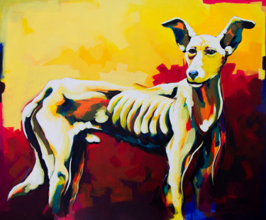 Schilderij getiteld "El perro" door Didier Franco, Origineel Kunstwerk, Acryl