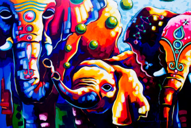 Pintura titulada "Festival hindú" por Didier Franco, Obra de arte original, Acrílico
