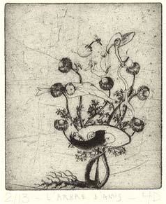Estampas & grabados titulada "L'arbre aux amis" por Didier Hamey, Obra de arte original, Grabado