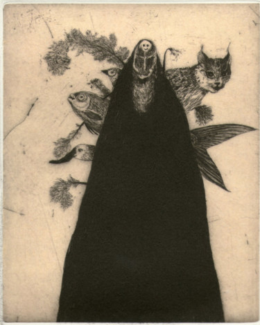 Incisioni, stampe intitolato "Ki no ko" da Didier Hamey, Opera d'arte originale, incisione