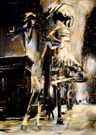 Pintura intitulada "La nuit, la lumière…" por Hendi, Obras de arte originais, Acrílico Montado em Armação em madeira