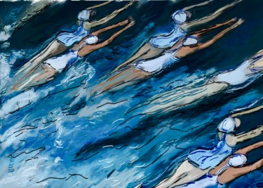 Peinture intitulée "Les baigneuses" par Hendi, Œuvre d'art originale, Acrylique