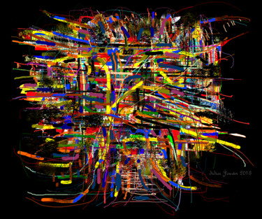 Arts numériques intitulée ""Circulation noctur…" par Didier Jouvin, Œuvre d'art originale, Peinture numérique