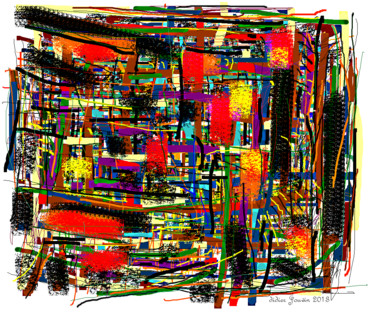 Peinture intitulée ""Composition aux ta…" par Didier Jouvin, Œuvre d'art originale, Peinture numérique