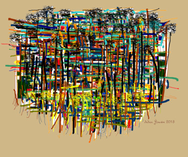 Arts numériques intitulée ""Pins maritimes N°2"" par Didier Jouvin, Œuvre d'art originale, Peinture numérique