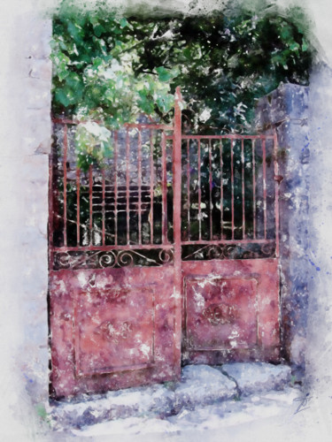 Arte digital titulada "Le portail rouge" por Didier Klimchand, Obra de arte original, Pintura Digital