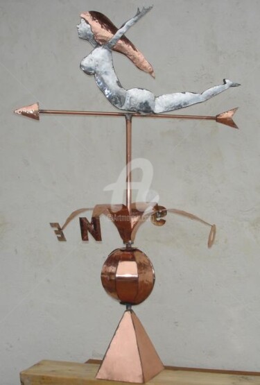 Sculpture intitulée "Girouette femme (we…" par Gepo, Œuvre d'art originale, Métaux