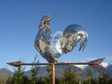Sculpture intitulée "Girouette COQ en ZI…" par Gepo, Œuvre d'art originale, Métaux