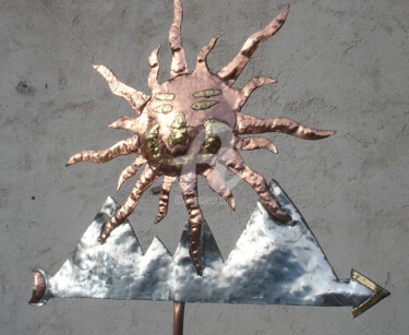 Sculpture intitulée "Girouette SOLEIL" par Gepo, Œuvre d'art originale, Métaux