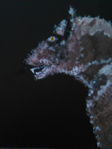 Peinture intitulée "le loup ( mon surno…" par Didier Moons, Œuvre d'art originale