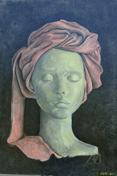 绘画 标题为“Jeune femme enturba…” 由Didier Suard, 原创艺术品, 丙烯 安装在木质担架架上