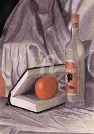 Tekening getiteld "Détente" door Didi Le Lapin, Origineel Kunstwerk, Pastel