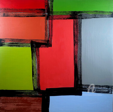 Painting titled "colour paths" by Didou, Original Artwork, Acrylic Mounted on Wood Stretcher frame