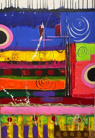 Картина под названием "state of balance" - Didou, Подлинное произведение искусства, Акрил Установлен на Деревянная рама для…