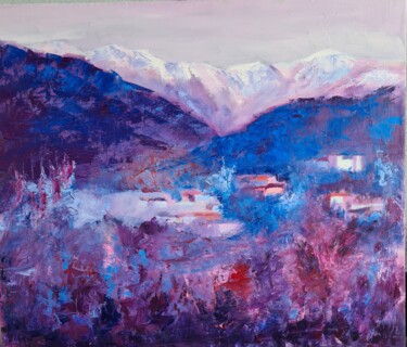 Painting titled "Paesaggio Friulano…" by Didy, Original Artwork, Oil Mounted on Wood Stretcher frame