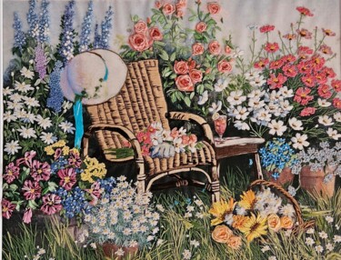 Textile Art με τίτλο "ricamo Floreale" από Didy, Αυθεντικά έργα τέχνης, Κέντημα