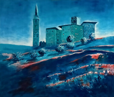 Painting titled "Inverno 1/4 Castell…" by Didy, Original Artwork, Oil Mounted on Wood Stretcher frame