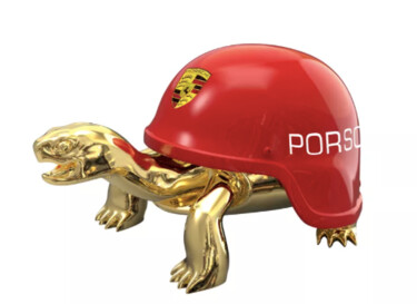 Escultura titulada "Porsche Turtle" por Diederik Van Apple, Obra de arte original, Resina