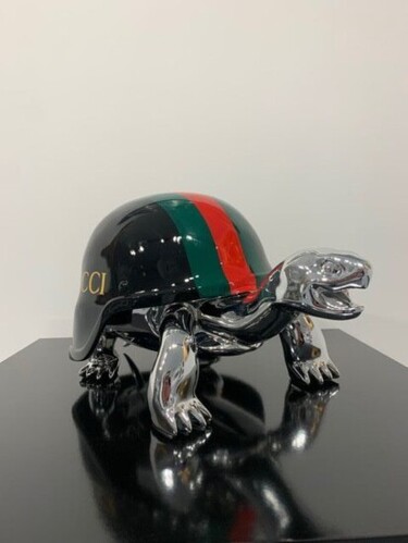 Scultura intitolato "Style Pop Art Turtle" da Diederik Van Apple, Opera d'arte originale, Resina