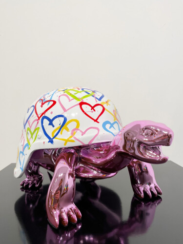 Γλυπτική με τίτλο "World Love Pink" από Diederik Van Apple, Αυθεντικά έργα τέχνης, Ρητίνη