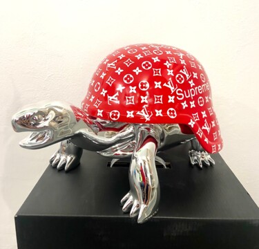 Sculpture intitulée "Supreme LV Turtle" par Diederik Van Apple, Œuvre d'art originale, Résine