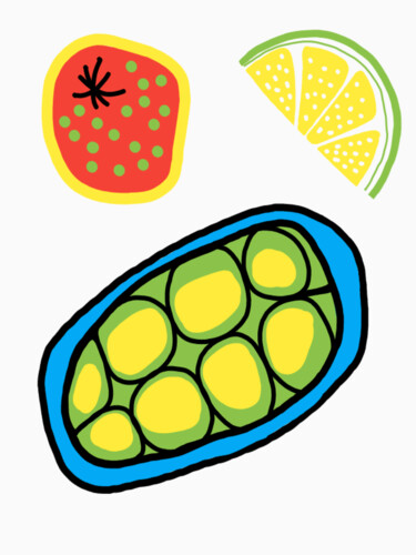 Digitale Kunst getiteld "Strawberry, lemon a…" door Diego Calvo García, Origineel Kunstwerk, 2D Digital Work