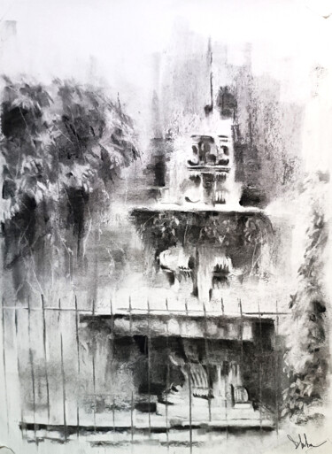 Dessin intitulée "La fuente" par Diego Martínez (Plata), Œuvre d'art originale, Fusain