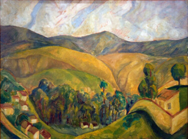 Painting titled "Landscape" by Diego Rivera, Original Artwork, Oil