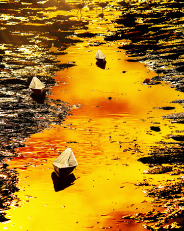 Photography titled "Golden Street of Pa…" by Diego Stamato, Original Artwork, Manipulated Photography