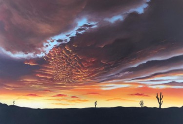 Pintura titulada "atardecer en tepeza…" por Diego Alberto Arellano Fajardo, Obra de arte original, Oleo