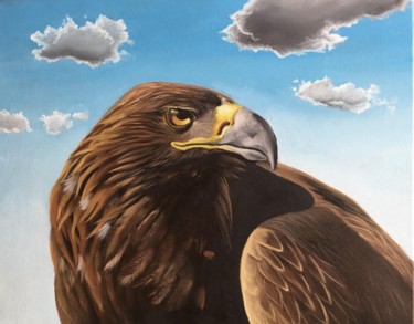 Schilderij getiteld "golden eagle" door Diego Alberto Arellano Fajardo, Origineel Kunstwerk, Olie