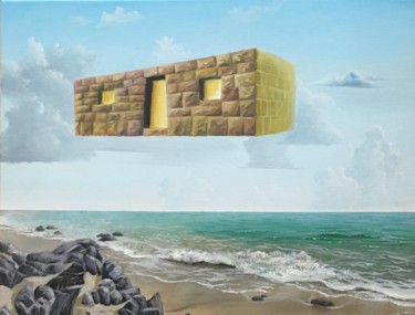 Painting titled "ancient temple" by Diego Alberto Arellano Fajardo, Original Artwork, Oil Mounted on Wood Stretcher frame