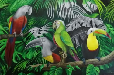 Peinture intitulée "birds" par Diego Alberto Arellano Fajardo, Œuvre d'art originale, Huile