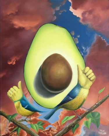 Painting titled "Avocado sky" by Diego Alberto Arellano Fajardo, Original Artwork, Oil