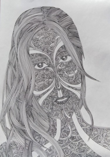 Drawing titled "Adele" by Diego, Original Artwork, Ballpoint pen