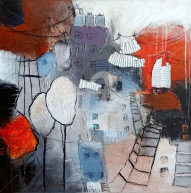 Painting titled "Saigon-Vieux quarti…" by Diem-Thuy Le Mai, Original Artwork, Acrylic Mounted on Wood Stretcher frame