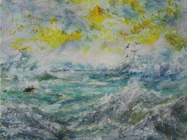 iceland sea Malerei mit dem Titel "iceland sea" von Dieter (Paul Albert) Fiebelkorn, Original-Kunstwerk, Öl Auf Karton montiert