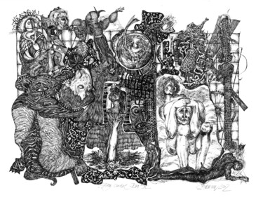 Desenho intitulada "Das Andere Ich X" por Dieter Stockmann, Obras de arte originais, Caneta de gel