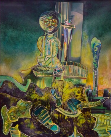 Malerei mit dem Titel "Kannon" von Dieter Stockmann, Original-Kunstwerk, Acryl