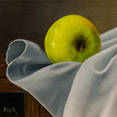 Картина под названием "Apple And Cloth II" - Dietrich Moravec, Подлинное произведение искусства, Масло
