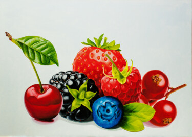 Painting titled "Berry Selection III" by Dietrich Moravec, Original Artwork, Oil