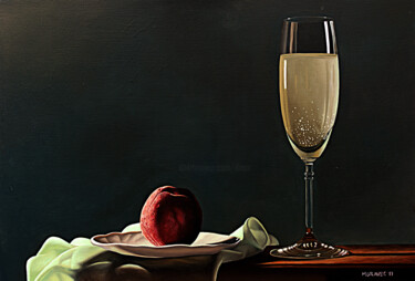 绘画 标题为“Peach And Champagne” 由Dietrich Moravec, 原创艺术品, 油
