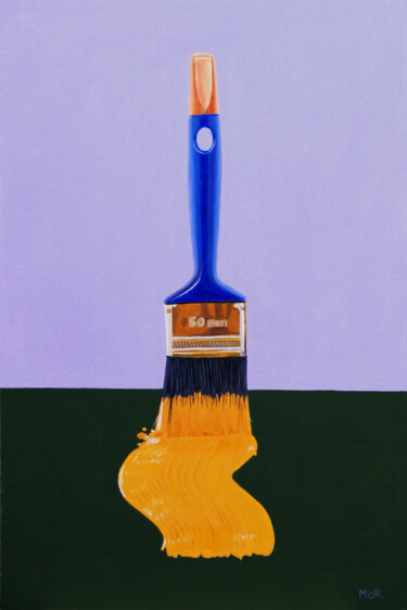 Pintura intitulada "Yellow Brushstroke" por Dietrich Moravec, Obras de arte originais, Acrílico