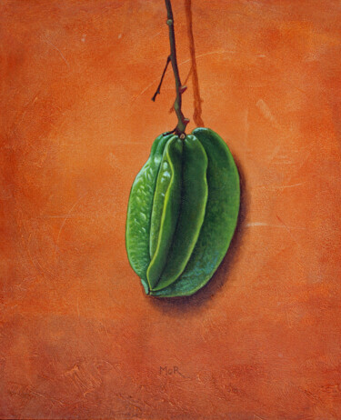 Painting titled "Green Starfruit" by Dietrich Moravec, Original Artwork, Acrylic