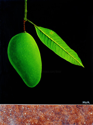 Painting titled "Green Mango" by Dietrich Moravec, Original Artwork, Acrylic